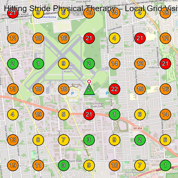 Hitting Stride Physical Therapy Physical Therapist GeoGrid ranking map for Ronkonkoma NY